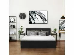 GPASPLUS Martin Lit Adulte 160 X 200 Cm + Coffre De Rangement - Simili Noir - Sommier Inclus -Banquette Soldes Magasin G CNF P59084323 D