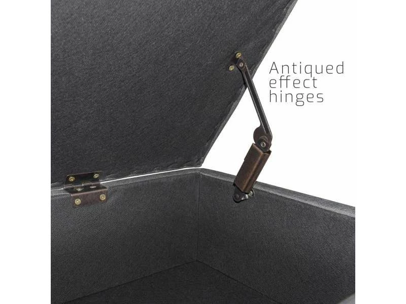 Istanbul - Coffre Pour Ottoman Avec Conteneur 42l. Banc Ottoman En Tissu Avec Siège Rembourré Et Pieds En Bois De Pin Couleur Space Grey 6 Istanbul - Coffre Pour Ottoman Avec Conteneur 42l. Banc Ottoman En Tissu Avec Siège Rembourré Et Pieds En Bois De Pin Couleur Space Grey – Image 4