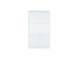 Armoire Bormio Avec Deux Portes Coulissantes Et Trois étagères, Couleur Blanche Brillante, 200 X 120 X 50 Cm