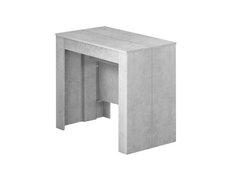 Dmora Table Console Extensible Avec Compartiment Pour Les Rallonges, Gris Béton, 90 X 51 X 78 Cm (jusqu'à 237 Avec Extensions). 6 Dmora Table Console Extensible Avec Compartiment Pour Les Rallonges, Gris Béton, 90 X 51 X 78 Cm (jusqu'à 237 Avec Extensions). – Image 4