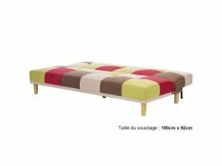 GPASPLUS Daria Banquette Clic Clac 3 Places - Tissu Patchwork Gris Clair - L 190 X P 77 X H 71 Cm -Banquette Soldes Magasin G CNF Q60084711 F