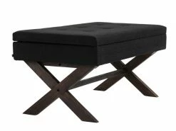 Banquette Namaro En Tissu Avec Espace De Rangement Pieds Bois De Caoutchouc , Noir /antique