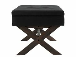 Banquette Namaro En Tissu Avec Espace De Rangement Pieds Bois De Caoutchouc , Noir /antique -Banquette Soldes Magasin G CNF R16614341 D