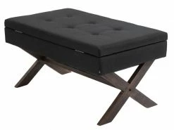 Banquette Namaro En Tissu Avec Espace De Rangement Pieds Bois De Caoutchouc , Noir /antique -Banquette Soldes Magasin G CNF R16614341 E