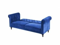 GPASPLUS Cesar Canapé Convertible Clic-clac 3 Places Chesterfield - Velours Bleu - L 217 X P 89 X H 86 Cm -Banquette Soldes Magasin G CNF R86926534 F