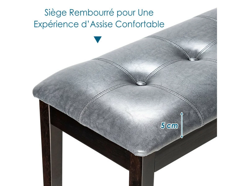 Banc Banquette Design Classique, Banc Rembourrée En Tissu, Banc Capitonné En Lin Et Bois D'hévéa Pour Chambre Salle à Manger Salon Couloir Piano Gris 5 Banc Banquette Design Classique, Banc Rembourrée En Tissu, Banc Capitonné En Lin Et Bois D'hévéa Pour Chambre Salle à Manger Salon Couloir Piano Gris – Image 3