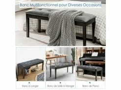 Banc Banquette Design Classique, Banc Rembourrée En Tissu, Banc Capitonné En Lin Et Bois D'hévéa Pour Chambre Salle à Manger Salon Couloir Piano Gris 10 Banc Banquette Design Classique, Banc Rembourrée En Tissu, Banc Capitonné En Lin Et Bois D'hévéa Pour Chambre Salle à Manger Salon Couloir Piano Gris -Banquette Soldes Magasin G CNF S47287500 E