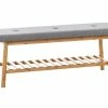 Banquette Marne En Tissu Avec Pieds Carrés En Bois De Bambou , Gris/120 Cm -Banquette Soldes Magasin G CNF T26069432 B