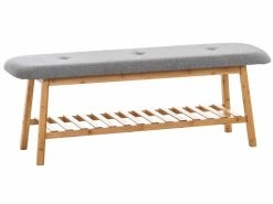 Banquette Marne En Tissu Avec Pieds Carrés En Bois De Bambou , Gris/120 Cm