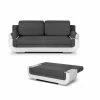 GPASPLUS Banquette Convertible Avec Le Coffre - Tissu Gris Et Simili Blanc - L204 X P90 X H89cm - Nina -Banquette Soldes Magasin G CNF T53685930 B