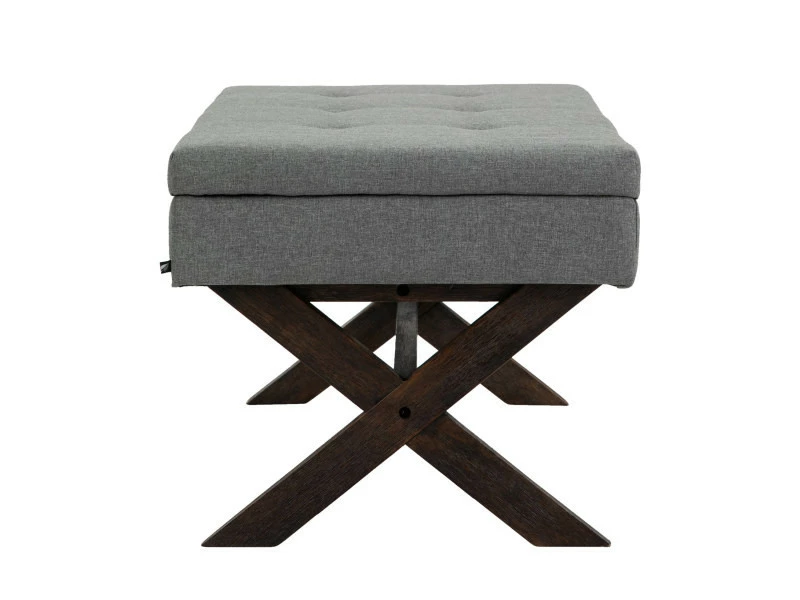 Banquette Namaro En Tissu Avec Espace De Rangement Pieds Bois De Caoutchouc , Gris/antique 5 Banquette Namaro En Tissu Avec Espace De Rangement Pieds Bois De Caoutchouc , Gris/antique – Image 3