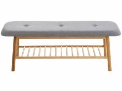 Banquette Marne En Tissu Avec Pieds Ronds En Bois De Bambou , Gris/120 Cm -Banquette Soldes Magasin G CNF T84216948 C