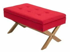 Banquette Namaro En Tissu Avec Espace De Rangement Pieds Bois De Caoutchouc , Rouge/antique Clair 9 Banquette Namaro En Tissu Avec Espace De Rangement Pieds Bois De Caoutchouc , Rouge/antique Clair -Banquette Soldes Magasin G CNF U35844432 E
