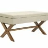 Banquette Namaro En Tissu Avec Espace De Rangement Pieds Bois De Caoutchouc , Crème/antique Clair -Banquette Soldes Magasin G CNF U52807370 B