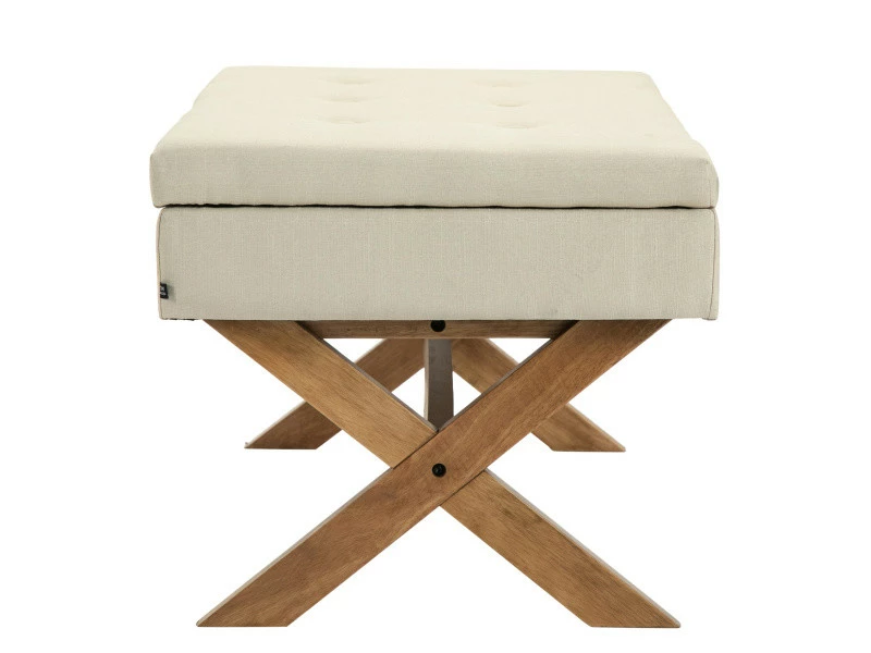 Banquette Namaro En Tissu Avec Espace De Rangement Pieds Bois De Caoutchouc , Crème/antique Clair 4 Banquette Namaro En Tissu Avec Espace De Rangement Pieds Bois De Caoutchouc , Crème/antique Clair – Image 2