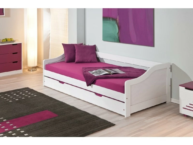 Dmora Canapé-lit Simple Avec Lit Gigogne, Couleur Blanche, 199 X 87 X 66 Cm. 3 Dmora Canapé-lit Simple Avec Lit Gigogne, Couleur Blanche, 199 X 87 X 66 Cm.