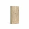 Armoire 2 Portes 1 Tiroir 79,4 X 170,4 X 35,7, Structure En Tôle Laminée, Beige
