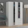 Armoire Blanche à Trois Portes Et Trois Tiroirs, 180 X 121 X 57 Cm -Banquette Soldes Magasin G CNF V25694844 B