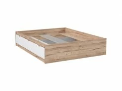 GPASPLUS Lit 180x200 Cm - 3 Tiroirs, Decor Chene Et Blanc - Vankka