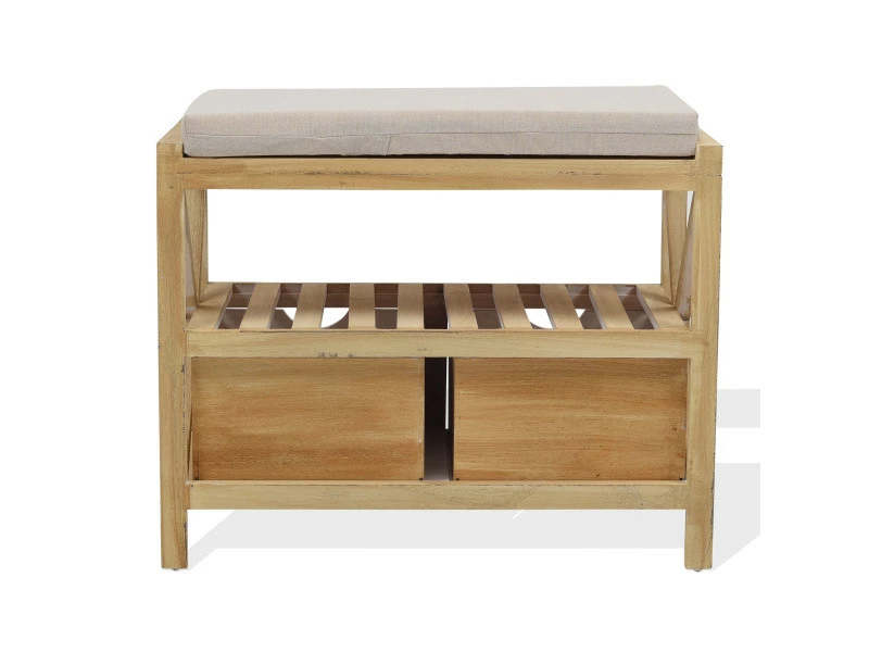 Mobili Rebecca Banquette Coffre 2 Tiroir 2 Etagere Bois Beige Vintage 46x60x33 7 Mobili Rebecca Banquette Coffre 2 Tiroir 2 Etagere Bois Beige Vintage 46x60x33 – Image 5