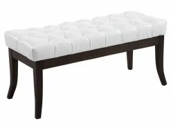 Banc Ramses Similicuir Antique Sombre , Blanc /100 Cm