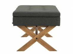 Banquette Namaro En Tissu Avec Espace De Rangement Pieds Bois De Caoutchouc , Gris Foncé/antique Clair -Banquette Soldes Magasin G CNF V97651463 D