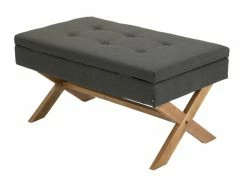 Banquette Namaro En Tissu Avec Espace De Rangement Pieds Bois De Caoutchouc , Gris Foncé/antique Clair -Banquette Soldes Magasin G CNF V97651463 E