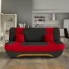 Niyo - Canapé 3 Places Convertible En Tissu Noir Et Rouge -Banquette Soldes Magasin G CNF W48679389 B