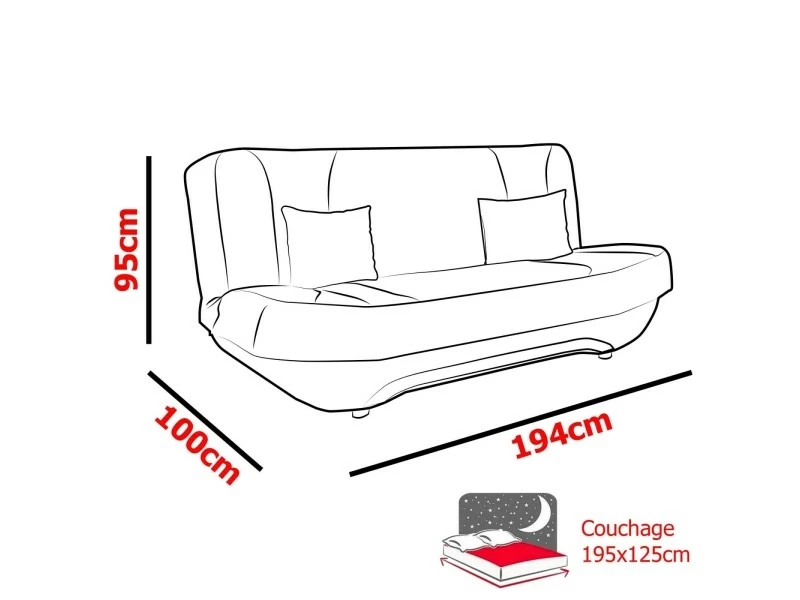 Niyo - Canapé 3 Places Convertible En Tissu Noir Et Rouge 4 Niyo - Canapé 3 Places Convertible En Tissu Noir Et Rouge – Image 2