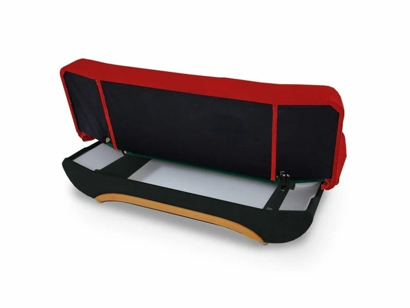 Niyo - Canapé 3 Places Convertible En Tissu Noir Et Rouge 6 Niyo - Canapé 3 Places Convertible En Tissu Noir Et Rouge – Image 4