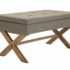 Banquette Namaro En Tissu Avec Espace De Rangement Pieds Bois De Caoutchouc , Taupe/antique Clair -Banquette Soldes Magasin G CNF W77821535 B
