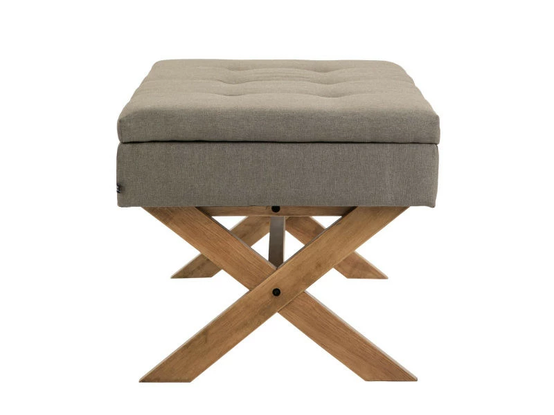 Banquette Namaro En Tissu Avec Espace De Rangement Pieds Bois De Caoutchouc , Taupe/antique Clair 5 Banquette Namaro En Tissu Avec Espace De Rangement Pieds Bois De Caoutchouc , Taupe/antique Clair – Image 3