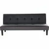 GPASPLUS Ivy Banquette Clic Clac 3 Places Capitonné - Simili Noir Et Tissu Gris Claur - L 180 X P 84 X H 74 Cm -Banquette Soldes Magasin G CNF X57903881 B
