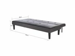 GPASPLUS Ivy Banquette Clic Clac 3 Places Capitonné - Simili Noir Et Tissu Gris Claur - L 180 X P 84 X H 74 Cm -Banquette Soldes Magasin G CNF X57903881 F