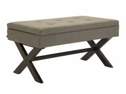 Banquette Namaro En Tissu Avec Espace De Rangement Pieds Bois De Caoutchouc , Taupe/antique