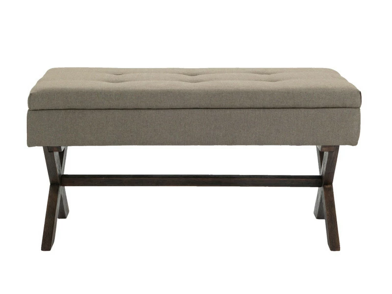 Banquette Namaro En Tissu Avec Espace De Rangement Pieds Bois De Caoutchouc , Taupe/antique 4 Banquette Namaro En Tissu Avec Espace De Rangement Pieds Bois De Caoutchouc , Taupe/antique – Image 2