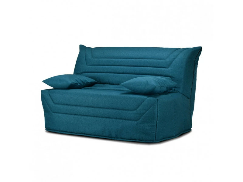 Banquette Lit Bz 140x190 Cm En Tissu Bleu Et Matelas 12 Cm - Cyriac 3 Banquette Lit Bz 140x190 Cm En Tissu Bleu Et Matelas 12 Cm - Cyriac