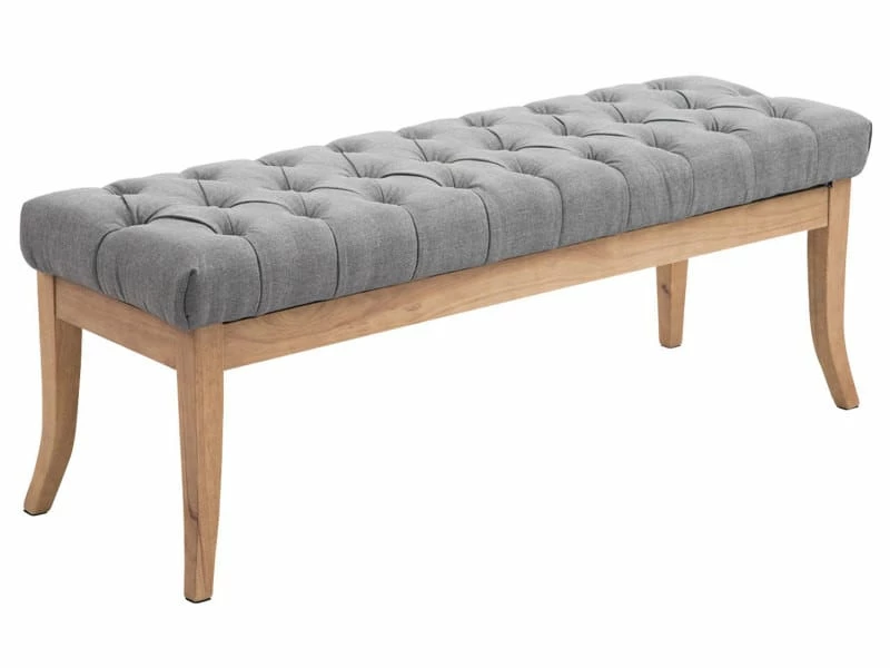 Banc Ramses Tissu Pieds Antique Clair , Gris/120 Cm 3 Banc Ramses Tissu Pieds Antique Clair , Gris/120 Cm