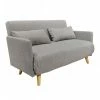 MEUBLETMOI Banquette Convertible 2 Places Tissu Gris Clair Pieds Bois - Judy -Banquette Soldes Magasin G CNF Y33970572 B