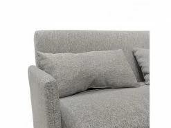 MEUBLETMOI Banquette Convertible 2 Places Tissu Gris Clair Pieds Bois - Judy -Banquette Soldes Magasin G CNF Y33970572 D