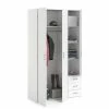 Armoire 3 Portes 3 Tiroirs 115 X 200,4 X 49,5, Structure En Bois, Blanc -Banquette Soldes Magasin G CNF Y34774476 F