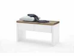 Banc Avec 2 Tiroirs Coloris Laqué Blanc Mat - L91 X H48 X P38 Cm -pegane-