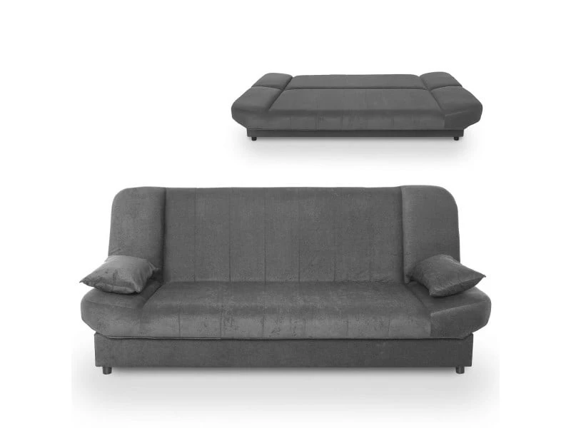 Maddy - Banquette Clic Clac Convertible En Tissu Gris 3 Maddy - Banquette Clic Clac Convertible En Tissu Gris