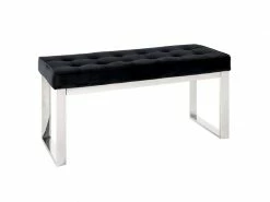 Banc En Tissu Velours Rembourré Noir - 100 X 40 X 47 Cm -pegane-