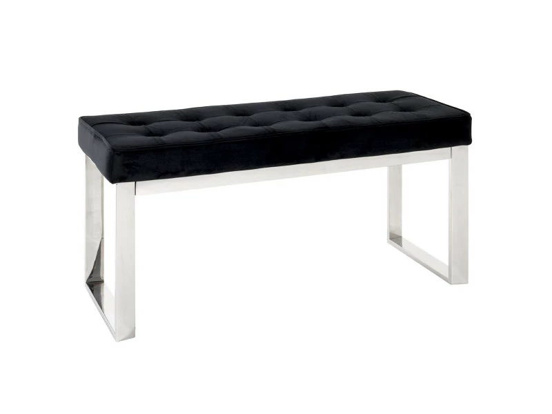 Banc En Tissu Velours Rembourré Noir - 100 X 40 X 47 Cm -pegane- 3 Banc En Tissu Velours Rembourré Noir - 100 X 40 X 47 Cm -pegane-