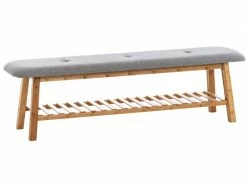 Banquette Marne En Tissu Avec Pieds Carrés En Bois De Bambou , Gris/150 Cm